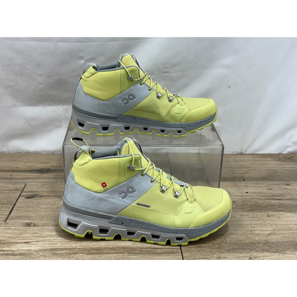 On Running Cloudrock Waterproof Hiking Boots Yellow Grey Womens 8.5 3WD10881099